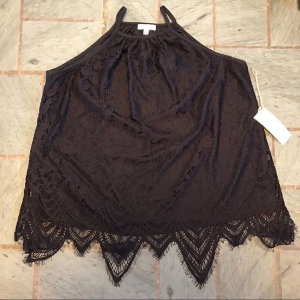 NWT - Paper + Tee Black Lace Sleeveless Top